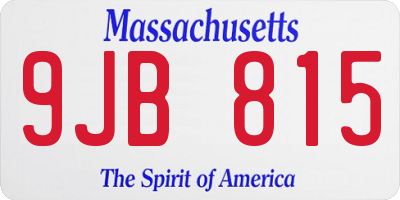 MA license plate 9JB815