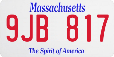 MA license plate 9JB817