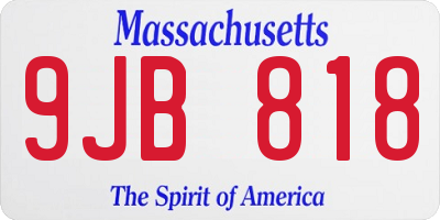 MA license plate 9JB818