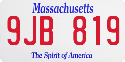 MA license plate 9JB819