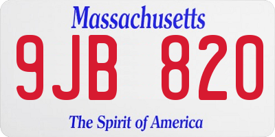 MA license plate 9JB820
