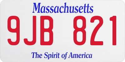 MA license plate 9JB821