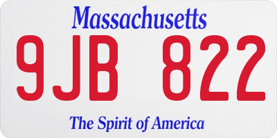 MA license plate 9JB822