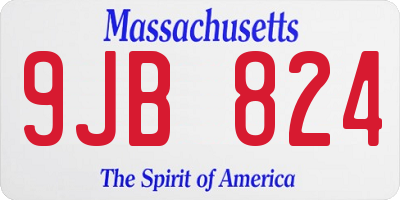 MA license plate 9JB824