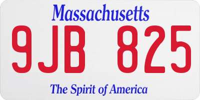 MA license plate 9JB825