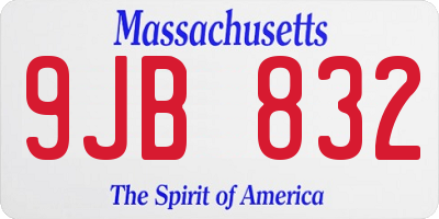 MA license plate 9JB832