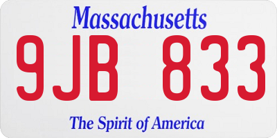 MA license plate 9JB833