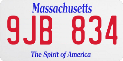 MA license plate 9JB834
