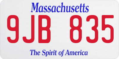 MA license plate 9JB835