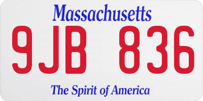 MA license plate 9JB836