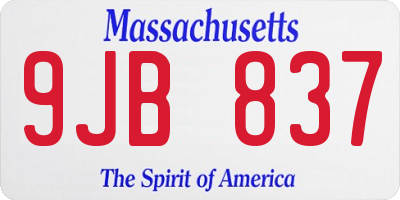 MA license plate 9JB837