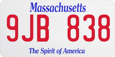 MA license plate 9JB838