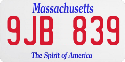 MA license plate 9JB839