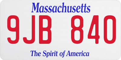 MA license plate 9JB840