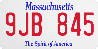MA license plate 9JB845