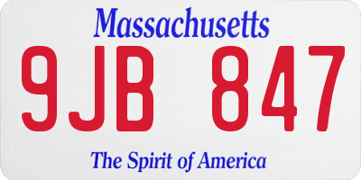 MA license plate 9JB847