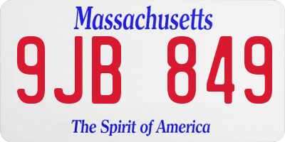 MA license plate 9JB849