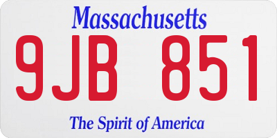 MA license plate 9JB851