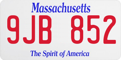 MA license plate 9JB852