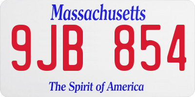 MA license plate 9JB854