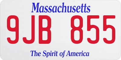 MA license plate 9JB855