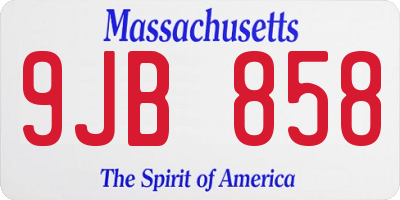 MA license plate 9JB858