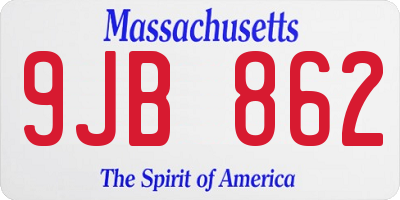 MA license plate 9JB862