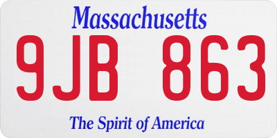 MA license plate 9JB863
