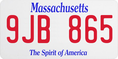 MA license plate 9JB865