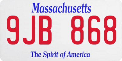 MA license plate 9JB868