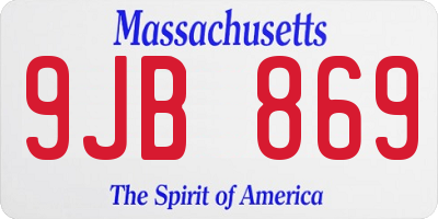 MA license plate 9JB869