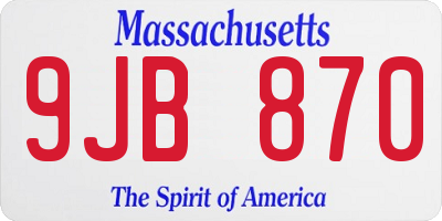 MA license plate 9JB870