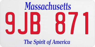 MA license plate 9JB871