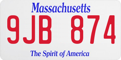 MA license plate 9JB874