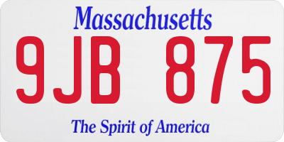 MA license plate 9JB875