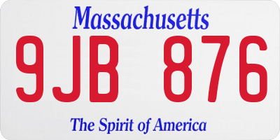 MA license plate 9JB876