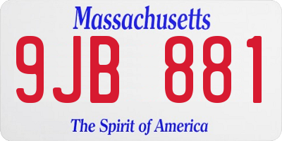 MA license plate 9JB881