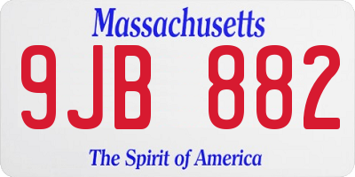 MA license plate 9JB882