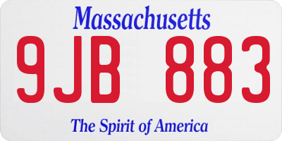 MA license plate 9JB883