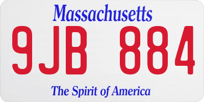 MA license plate 9JB884