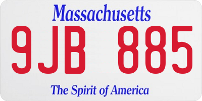MA license plate 9JB885
