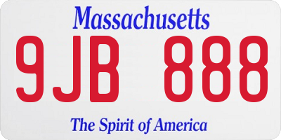 MA license plate 9JB888