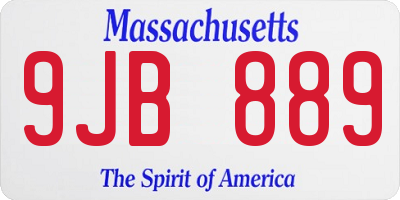 MA license plate 9JB889