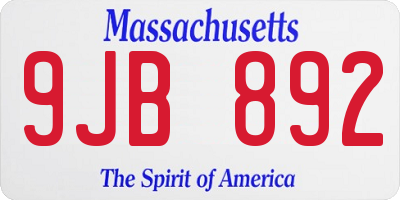 MA license plate 9JB892