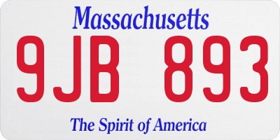MA license plate 9JB893