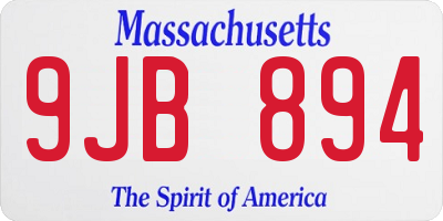 MA license plate 9JB894