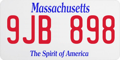 MA license plate 9JB898