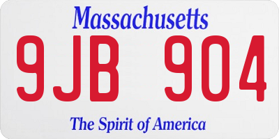 MA license plate 9JB904