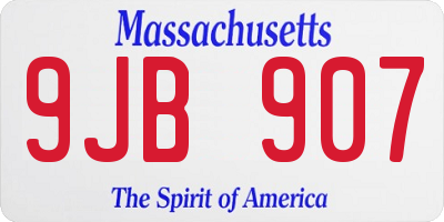 MA license plate 9JB907