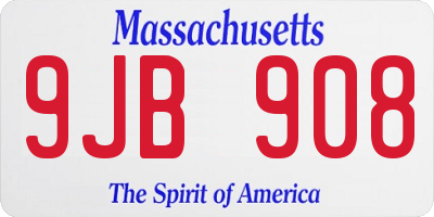 MA license plate 9JB908